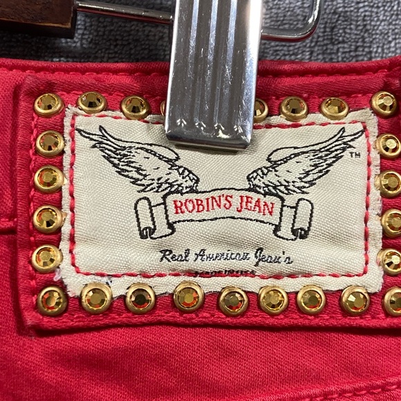 Robin’s Jeans Women’s Size 28 Marilyn Rhinestone Embellished Gold Wing Y2K - Picture 12 of 15